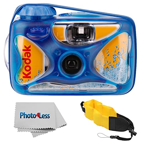 Kodak Sport Waterproof Single Use Camera with Floating Strap and Cloth 1 Pack