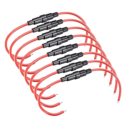 Guuzi 8pcs 5 × 20 mm 32V 20A AGC Fuse Holder Inline Screw Type with 16 AWG Wire Black and red-5 x 20 mm