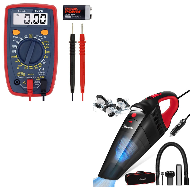 [Australia - AusPower] - AstroAI Multimeter 2000 Counts Digital Multimeter + Car Vacuum, Portable Vacuum Cleaner 