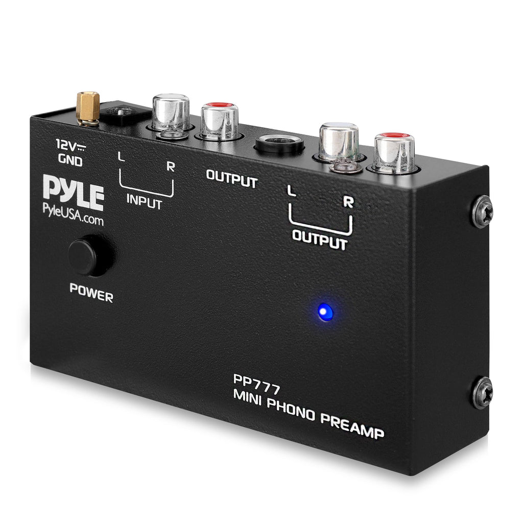 [Australia - AusPower] - Pyle PP777 Phono Turntable Preamp Mini Electronic Audio Stereo Phonograph Preamplifier Input, RCA Output & Low Noise Operation Powered by 12 Volt DC Adapter Upgraded Model 