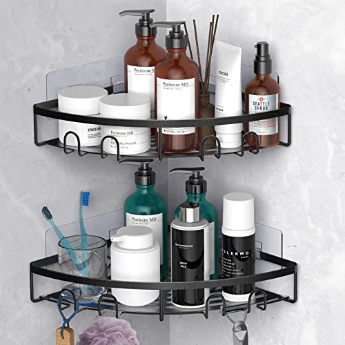 Corner Shower Caddy for Bathroom Storage,Black,2 Pack Black