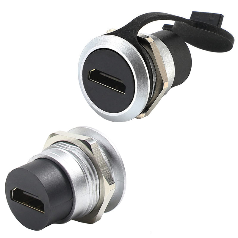 [Australia - AusPower] - PENGLIN 2PCS HDMI Panel Mount Coupler, HDMI Panel Mount Pass Through Connector, Female to Female 4K Bulkhead Adapter, HDMI Extension 4K 30hz 3D and HDR with Water/Dustcap 2PCS HDMI(ROUND TYPE) 
