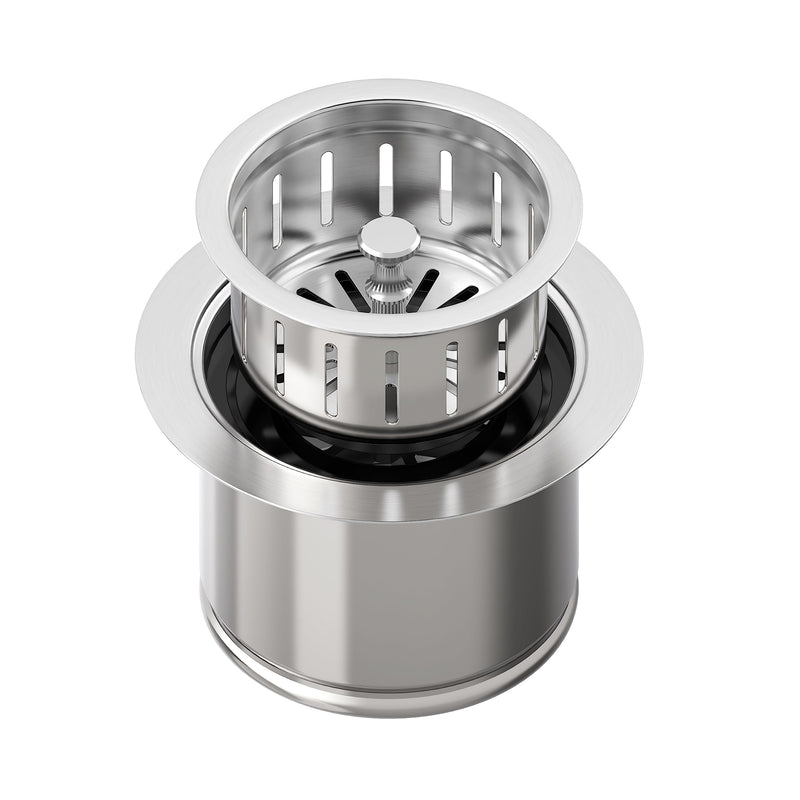 BOTEMY Extended Garbage Disposal Flange Basket Strainer Stopper, Deep 304 Stainless Steel Kitchen Sink Flange for 3-1/2 Inch Standard Sink Drain Hole, Brushed Deep Sink Disposal Flange Stopper Extended Sink Flange and Strainer