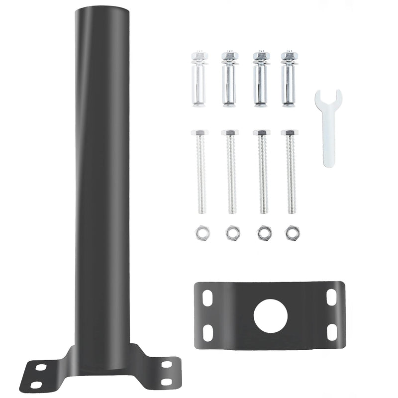 [Australia - AusPower] - Light Pole Mount,Solar Lighting Mounting Bracket Extension Pole Kit Wall Black Metal Pipes Barn Lights Fixture Antenna Adaptor Outdoor Arm for Street Light,Wall Mounted Tire,Barn Lamp,Post Tree 12 inches black 