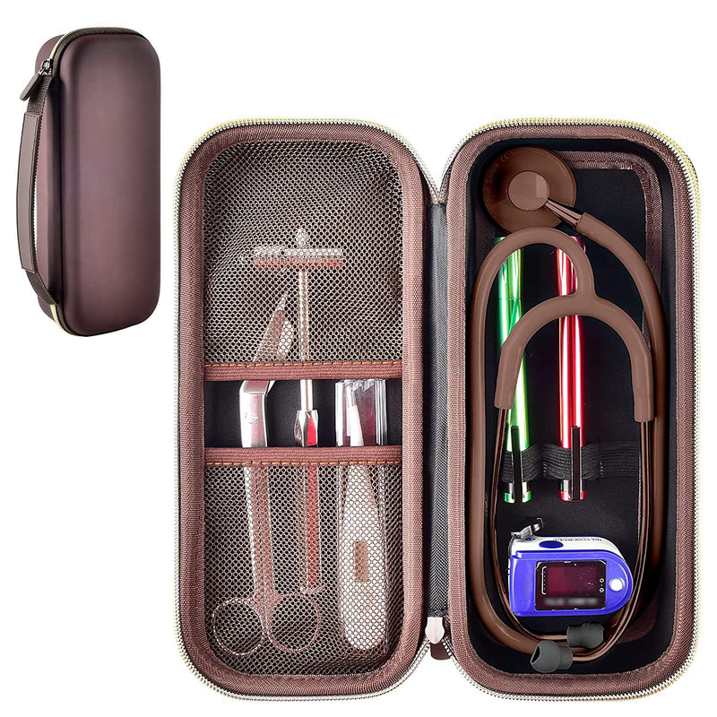 [Australia - AusPower] - Stethoscope Case Compatible with 3M Littmann Classic III Monitoring/Lightweight II S.E/Cardiology IV Diagnostic/MDF Acoustica Stethoscopes, Extra Pocket for Doctor & Nurse Accessories (Chocolate) Chocolate 