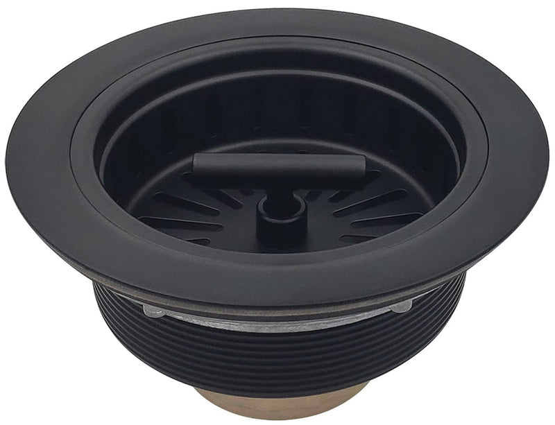 EADOT 3-1/2 Inch Matte Black All Stainless Steel Kitchen Sink Drain Strainer Assembly with Strainer Basket, Drain Stopper Replacement for 3.5 Inch Kitchen Sink