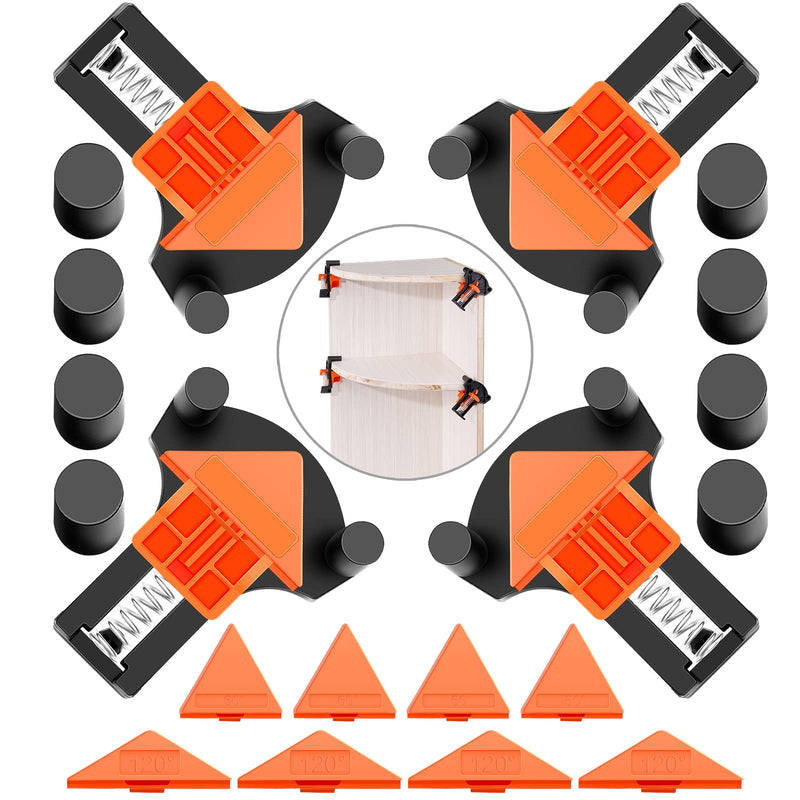 [Australia - AusPower] - 60/90/120 Degree Multi Angle Pro Corner Clamp for Woodworking Set of 4, Adjustable Spring Loaded Right Clamp Tools, Carson Carpentry, Frame Cabinet Wood Tools Accessories Orange 