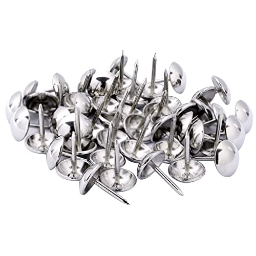 QZOOVNJ 3/4-inch antique silver upholstery nail pins and furniture thumb tack assortment, 100-piece kit