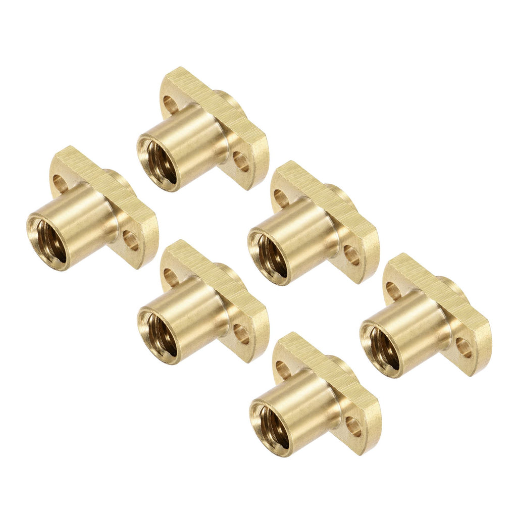 MECCANIXITY T8 Lead Screw Trapezoidal Nut 2mm Pitch 8mm Lead for 3D Printer Brass Tone Pack of 6