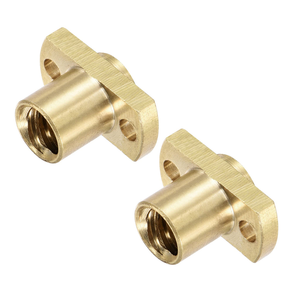 MECCANIXITY T8 Lead Screw Trapezoidal Nut 2mm Pitch 8mm Lead for 3D Printer Brass Tone Pack of 2