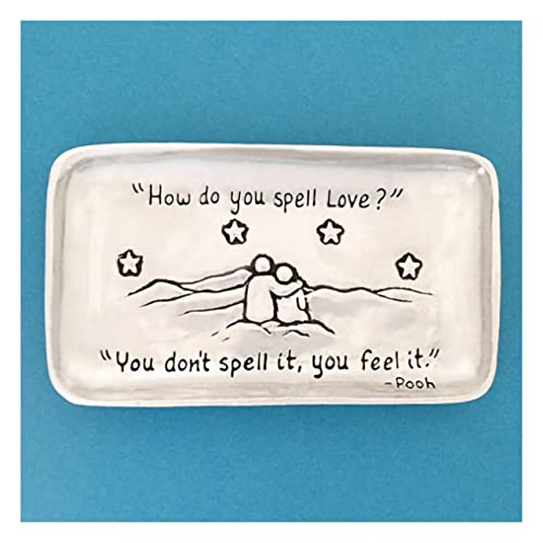 Basic Spirit Small Pewter Jewelry Tray - How do you spell Love - Home Decorative Bowl Christmas Gift, Jewelry Display, Ring Holder Storage Display Organizer Valentines Days