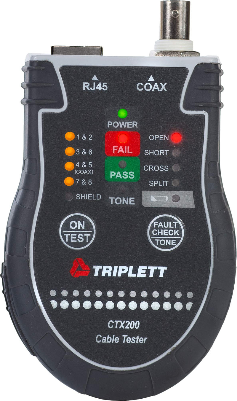 [Australia - AusPower] - Triplett CTX200 Pocket CAT LAN Tester for RJ45, CAT 5/6, and Coax Cables with Instant Pass/Fail Results 