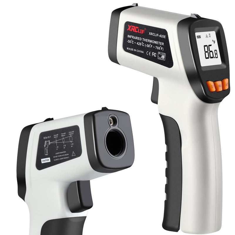 [Australia - AusPower] - Digital Infrared Laser Thermometer Cooking Gun with Adjustable Emissivity -58°F ~ 788°F, Touchless Kitchen Laser Food Thermometer Temp Gun for Soap Candy Making Oven BBQ Gray (Gray) 