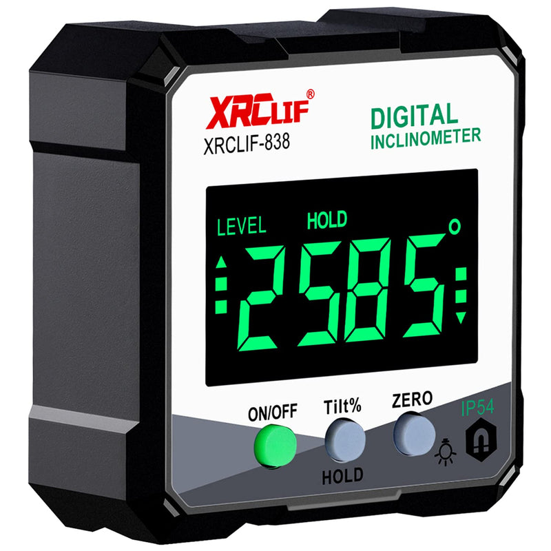 Digital Angle Gauge Meter, XRCLIF Magnetic Base Level Box Angle Finder Protractor Bevel Gage Inclinometer Measuring Tool for Carpentry, Building, Masonry Bevel Black