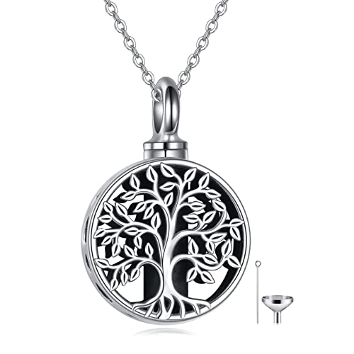 Tree of Life Urn Necklaces for Ashes Sterling Silver Tree of Life Cremation Jewelry for Ashes for Women Tree of Life Urn Necklaces