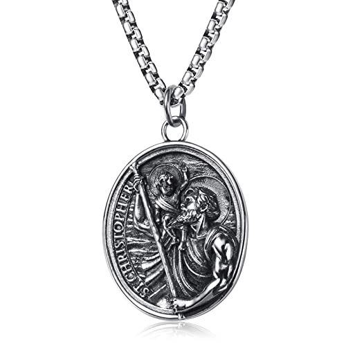St Saint Christopher Michael Medal Pendant Necklace Jewelry for Men Women 60cm 60 Centimeters St Christopher 03