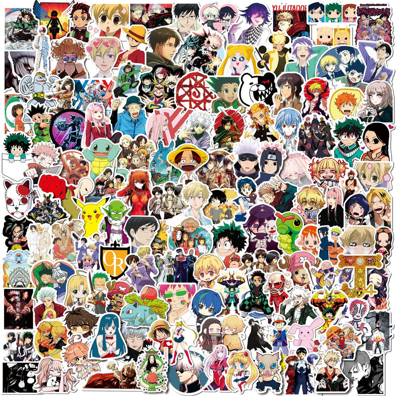 [Australia - AusPower] - 200PCS Anime Stickers Mixed Pack,Trendy Various Manga Stickers Vinyl Decals for Hydroflask Water Bottles Book MacBook Laptop Phone Case 