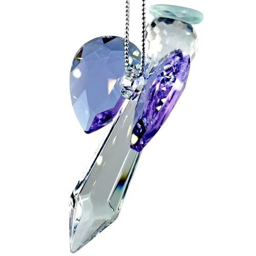 Clear Guardian Angel Suncatcher, Handmade 1.96 Inch Home Window Decoration for Christmas Tree
