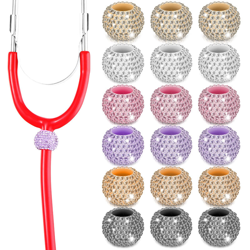[Australia - AusPower] - 18 Pieces Bling Crystal Stethoscope Charms Stethoscope ID Name Tags, Charmed Crystal Stethoscope Charms Nurse Accessories for Nurse Accessory, Nurse, Vet, White, Purple, Pink, Yellow, Gold, Gray 