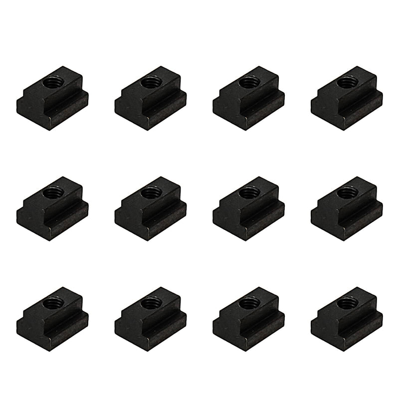 [Australia - AusPower] - M8 T-Slot Nut,Black Oxide Finish,Grade 8.8,5/16 Threads,Slot Width 10mm,Slot Depth 6mm,Total Depth 12mm,Pack of 12 M8 
