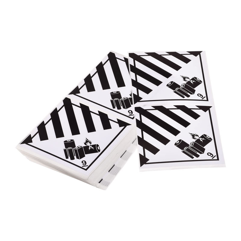 MECCANIXITY Square Hazard Class 9 UN3480 Batteries Labels White with Black Words 3.9 x 3.9 inch Pack of 100