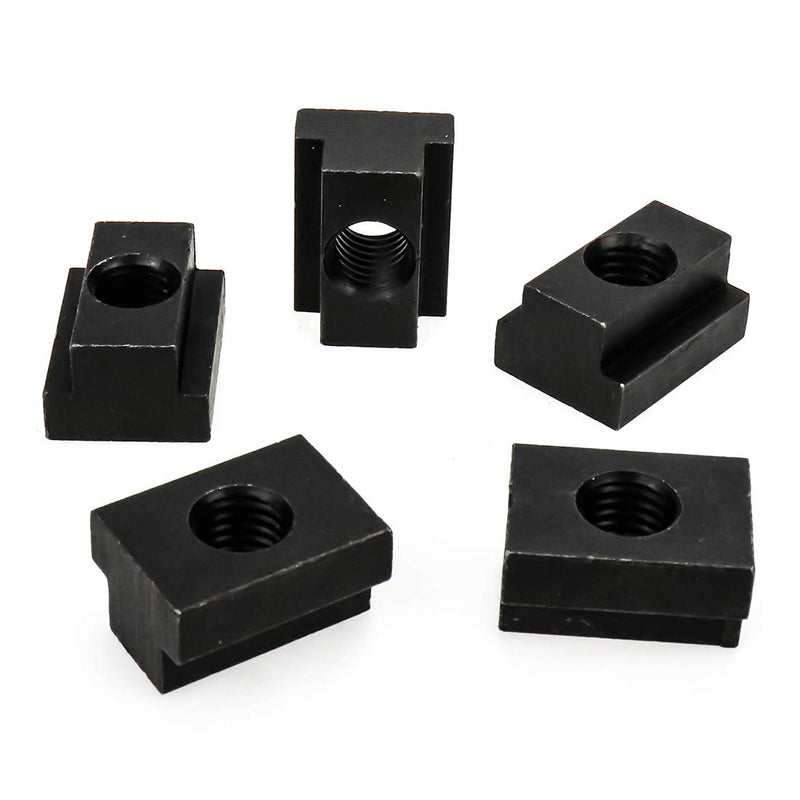 [Australia - AusPower] - M12 T-Slot Nut,Black Oxide Finish,Grade 8.8,0.47" Threads,Slot Width 14mm,Slot Depth 8mm,Total Depth 16mm,Pack of 5 M12 