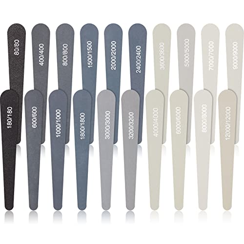Honoson 20 Sanding Rods, Low and High Grit, Water Drop Style, 198 | Polishing Rods Model Making Tool, Mini Finger Grinder, for Plastic Models Polishing, Assorted Metal and Wood