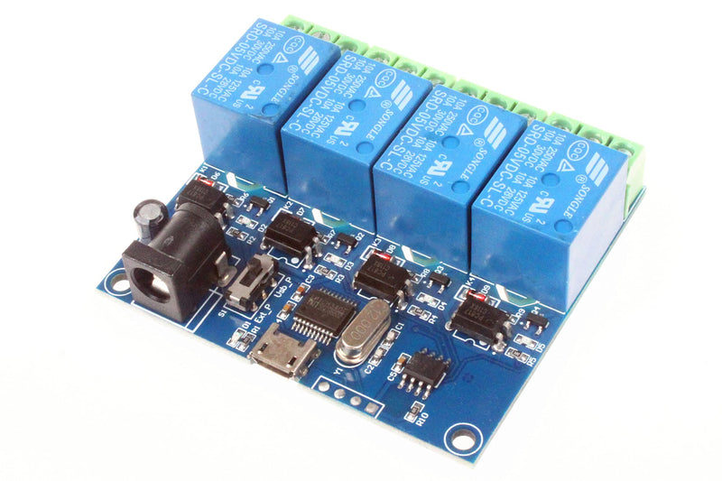 [Australia - AusPower] - NOYITO 4-Channel Micro USB Relay Module USB Smart Control Switch USB Intelligent Control Switch 