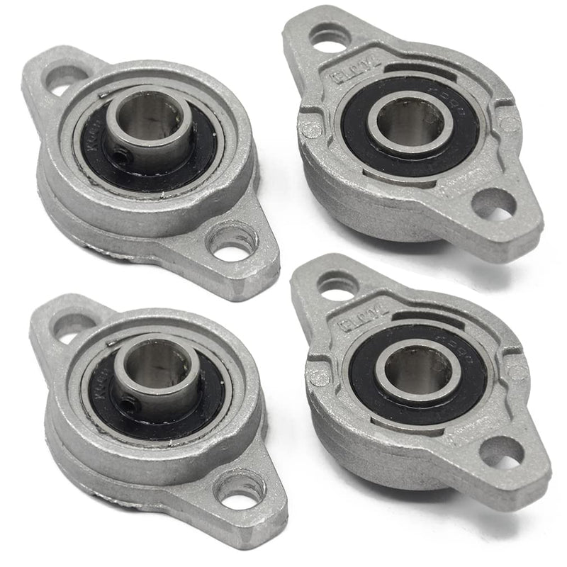 4PCs KFL000 (KFL10) ID10mm Mounted Flange Block Bearings Self-aligning Zinc Aluminum Alloy Support for Diameter 10mm Linear Shaft Rod T10 Lead Screw 4pcs KFL000(10mm) 4