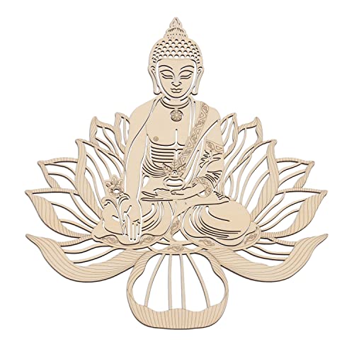 Fourth Level MFG 12” Thai Buddha, Sacred Geometry Wood Wall Art, Buddhism Enlightenment Symbol, Zen Home Decoration for Yoga and Meditation, Good Chakra Energy Spiritual Altar Decor