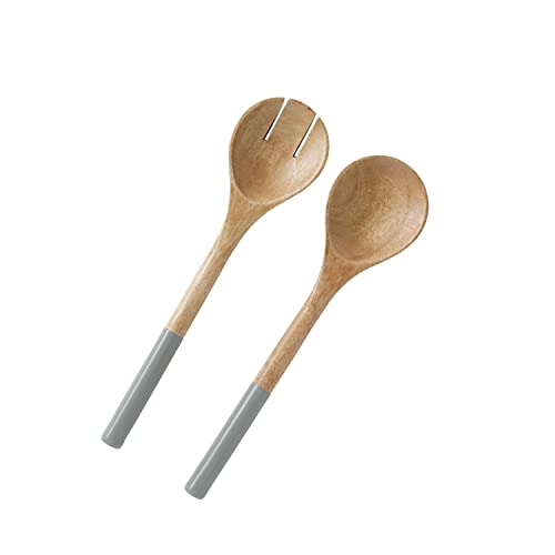 Folkulture Wooden Salad Servers, Set of 2, Salad Tongs for Serving Gray 12 inch