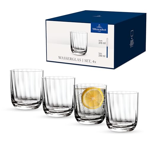 Villeroy & Boch Rose Garden Collection Water Tumbler, Set of 4, 8.5 oz Capacity, Crystal Glass, Dishwasher Safe, Made in Europe