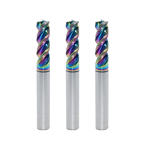 JIANXING 6mm carbide square end mill set, 3-flute DLC-coated square nose cutters, 3 pieces