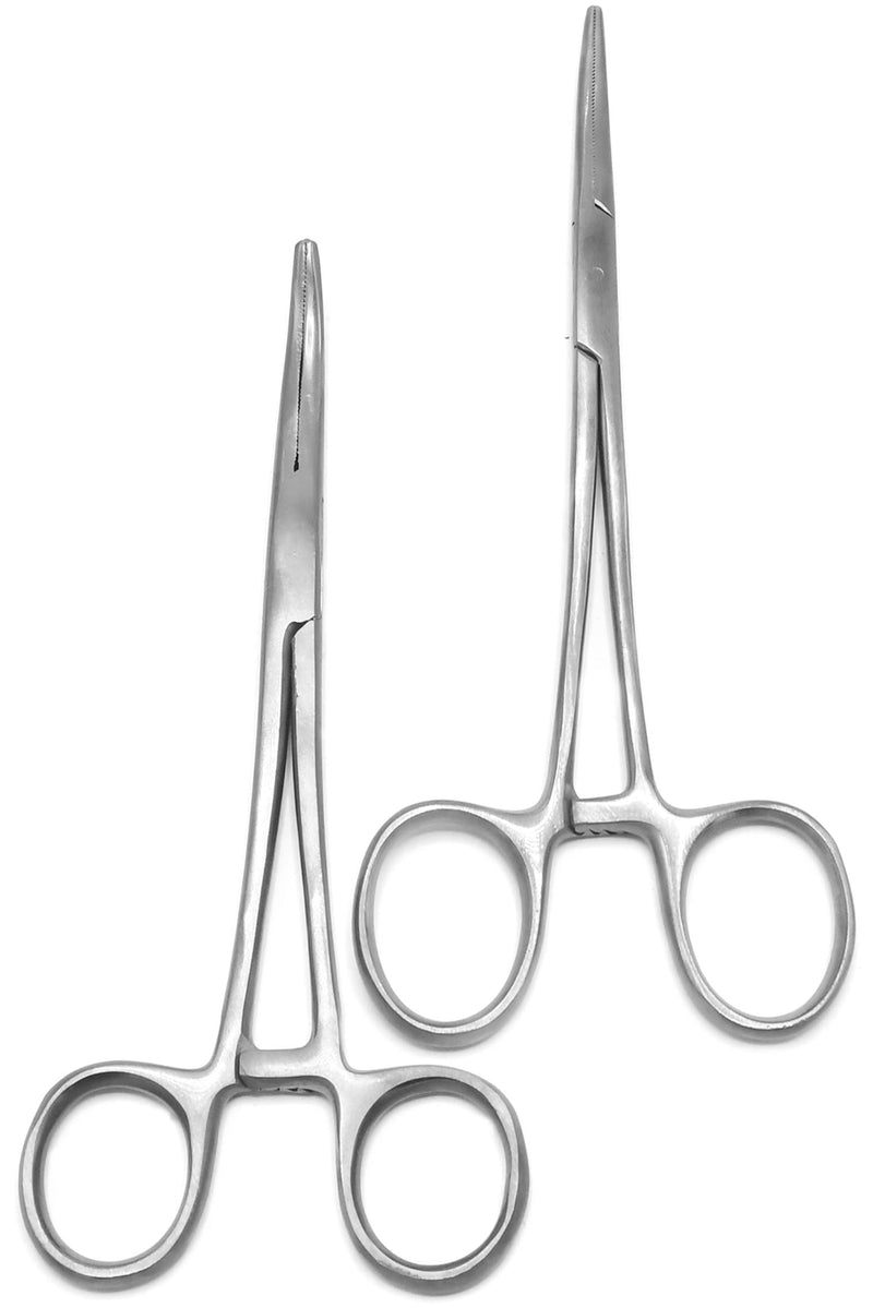 [Australia - AusPower] - 6.25" Straight & Curved Hemostat Forceps Set - Locking Tweezer Clamps - Ideal Hemostats for Nurses, Fishing Forceps, Crafts and Hobby 