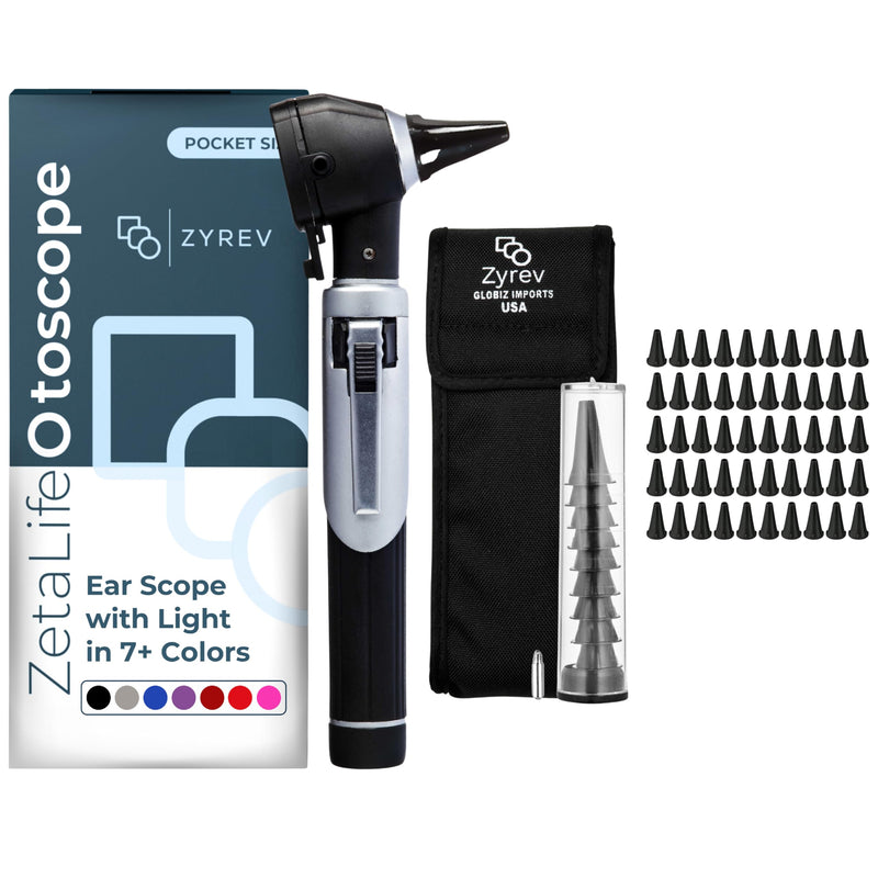 [Australia - AusPower] - Zyrev ZetaLife Otoscope Set with 50 Extra Disposable Specula Tips, Black 