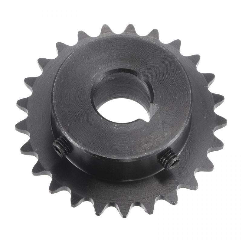[Australia - AusPower] - uxcell 25 Tooth Roller Sprocket B Type, #25 Chain, Single Strand 1/4" Pitch, 14mm Bore Black Oxide C45 Carbon Steel, Keyway with Set Screws for ISO 04C 