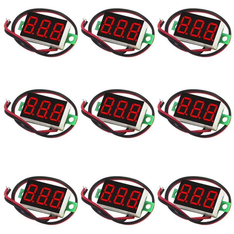 [Australia - AusPower] - 9pcs Voltage Meter 0.36 Inch 2 Wire DC 0-32V with Three Digit Panel LED Display Panel Mount Car Motorcycle Battery Monitor Tester Reverse Polarity Protectio Accurate Pressure Measurement (Red) 