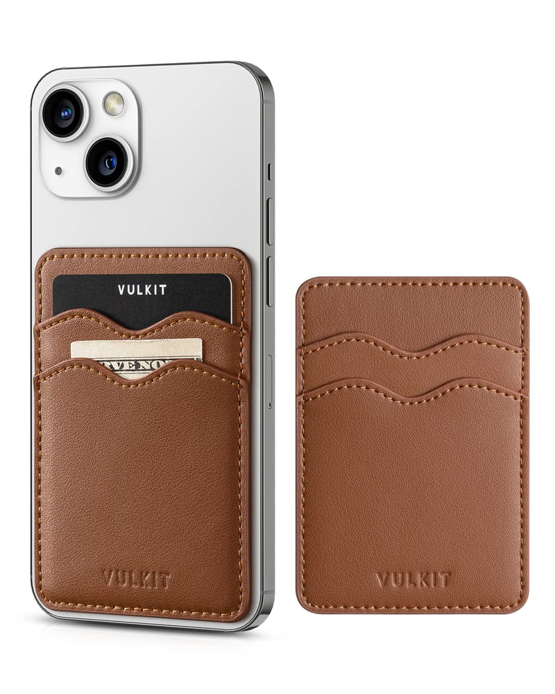 [Australia - AusPower] - VULKIT Phone Card Holder Slim Leather Adhesive Pocket RFID Blocking Credit Card Sleeves Sticker for Back of Smartphone(Brown) Brown 