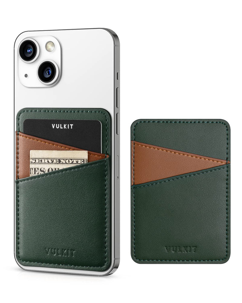 [Australia - AusPower] - VULKIT Phone Card Holder Wallet Leather Adhesive Pocket RFID Blocking Credit Card Sleeves Stick Back of Phone Smartphones Green 