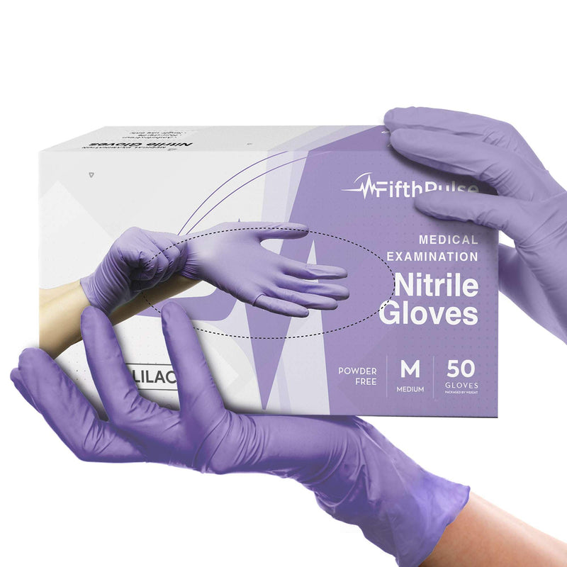 [Australia - AusPower] - Lilac Nitrile Disposable Gloves - 50 Count - 3 Mil Nitrile Gloves Medium - Powder and Latex Free Rubber Gloves - Surgical Medical Exam Gloves - Food Safe Cooking Gloves 