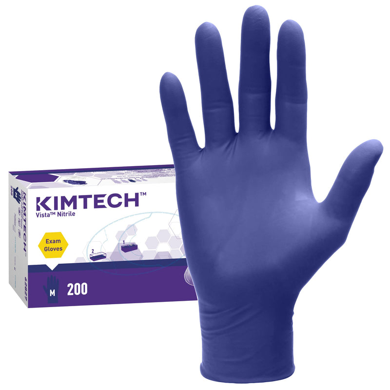 KIMTECH™ Vista™ Nitrile Exam Gloves (62827) 4.3 Mil, Ambidextrous, 9.5”, M, 200 Nitrile Gloves / Box,Blue Medium (Pack of 200)