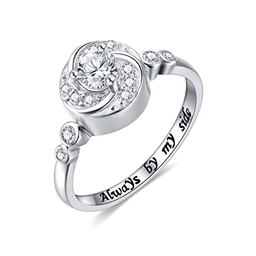 Urn Rings for Cremation Ashes Circle of Life 925 Sterling Silver Always by my side Keepsake Rings Memorial Jewelry for Women Size 7