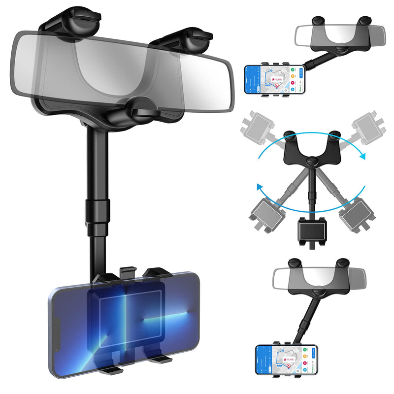 [Australia - AusPower] - SXhyf Rear View Mirror Phone Holder, 2023 Rotatable and Retractable, Universal Mount, Cell Car Fit for iPhone 11 12 13 14 Pro Max Samsung All Phone 