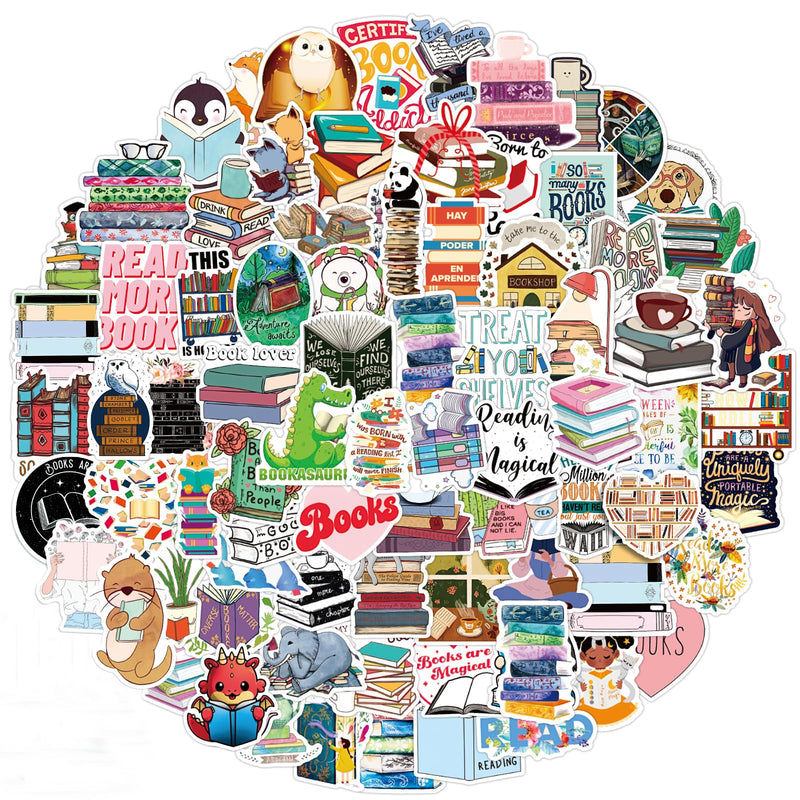 [Australia - AusPower] - 100 Pcs Book Stickers,Reading Stickers,Bookish,Book Stickers for Water Bottles,Bookish Items Stickers,Library Stickers,Book Accessories for Reading Lovers,Vinyl Waterproof Decals for Kids Teens 