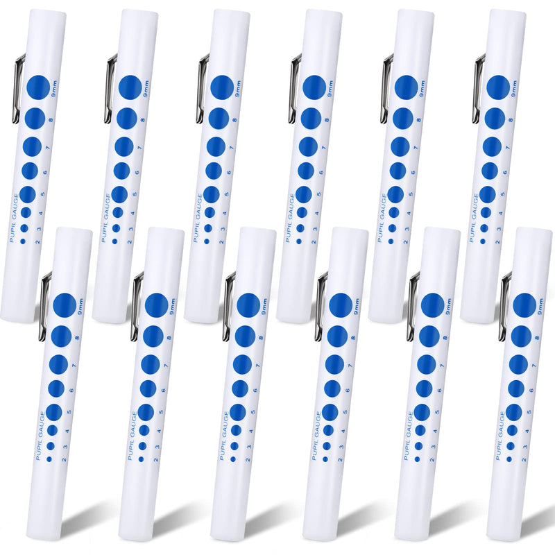 Weewooday 12 Pack Pen Lights for Nurses Pen Light with Pupil Gauge and Ruler Disposable Diagnostic Penlight for Nurse, Student, Doctors School, Lightweight and Battery Included