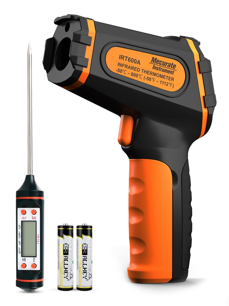 [Australia - AusPower] - Mecurate Digital Infrared Thermometer Gun Non Contact Laser Temperature Gun -58??1112?(-50??600?) Adjustable Emissivity & Max Measure for Cooking/BBQ/Freezer with Food Thermometer 