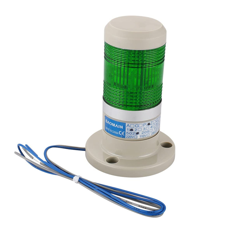 [Australia - AusPower] - Baomain Warning Continuous Light 24 VDC Green LED Industrial Signal Light Tower Lamp LTP-502T 