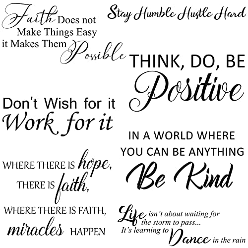 Zonon 5 Sheets Inspirational Quotes Wall Decals Peel Stick, Positive