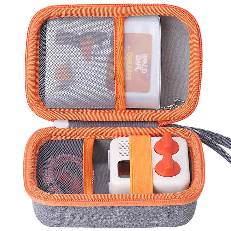 [Australia - AusPower] - co2CREA Hard Case Compatible with Yoto Mini Kids Audio Music Player Children Speaker Plays Audiobook Cards Radio and Card Case Hold up to Yoto 36 Cards Grey Case and Orange Zipper 