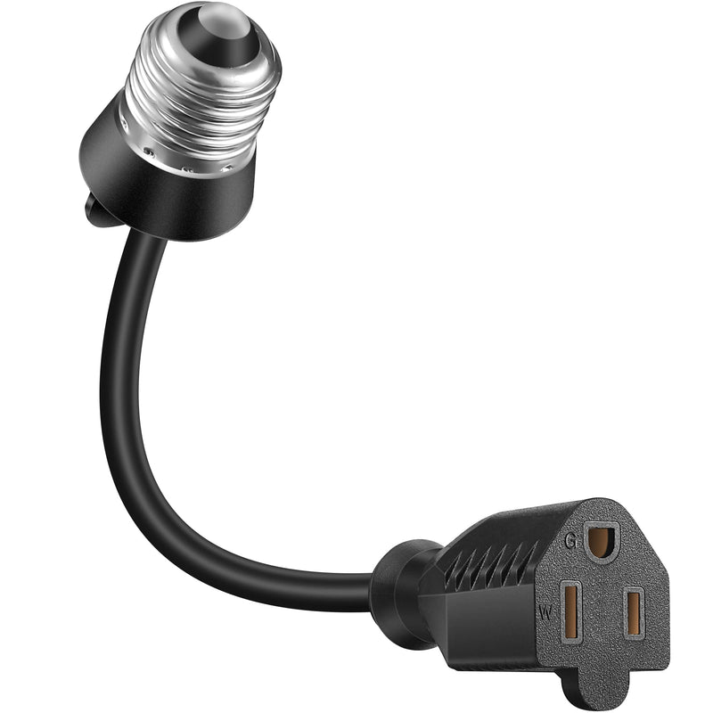 [Australia - AusPower] - Feekoon 3 Outlet Light Socket Adapter, Convert E26/E27 Bulb Socket to 3 Prong Outlet with Extension Cord, Flexible Light Socket Converter Suitable for Indoor Outdoor Porch Garage Patio Use (Black) Black 